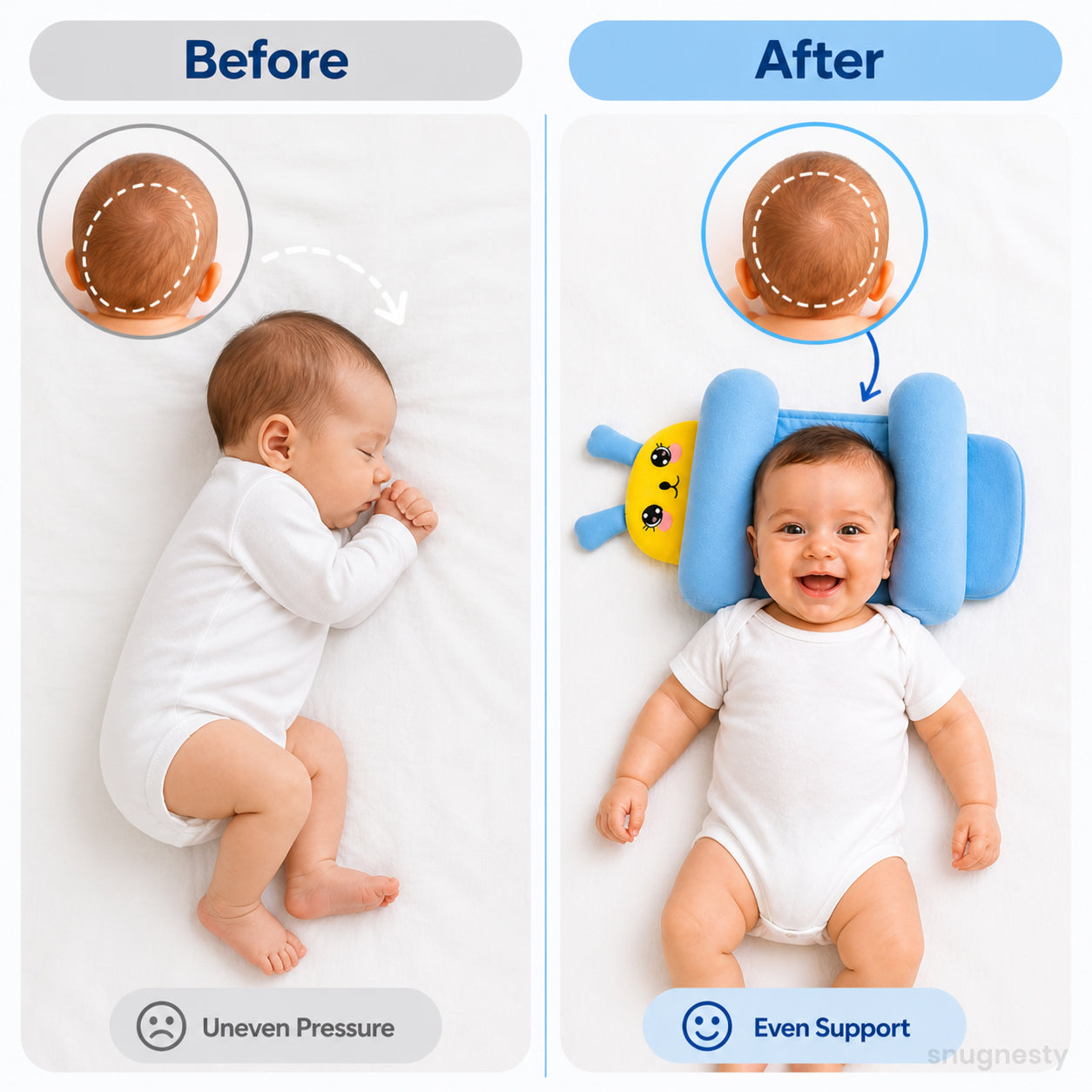 SnugNest™ Baby Head Shaping Pillow
